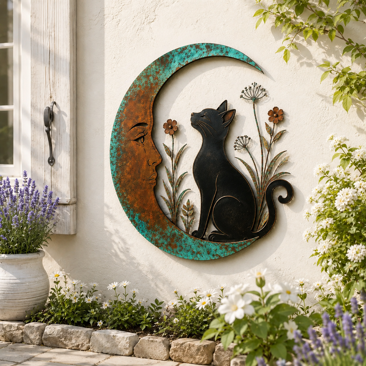 🌙Enchanted Moon Garden Wall Art – Vintage Nature Inspired Metal Wall Decor