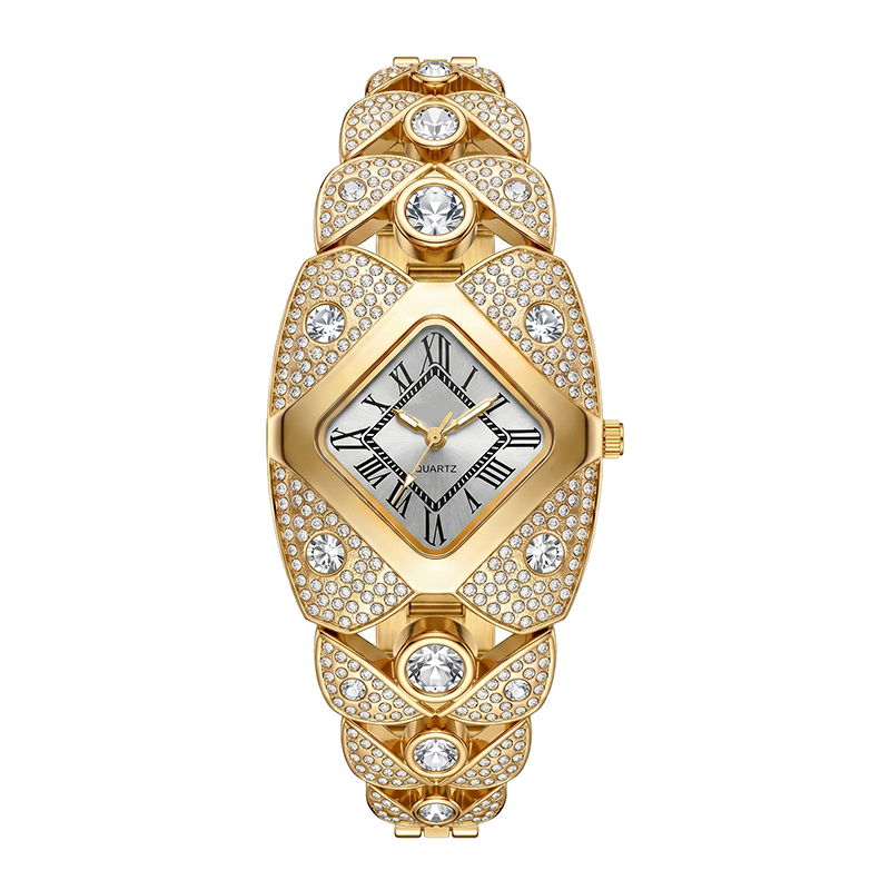 💎 Rhombus Sparkle Watch – Geometrisk Kvartsur med Funklende Rhinsten ✨