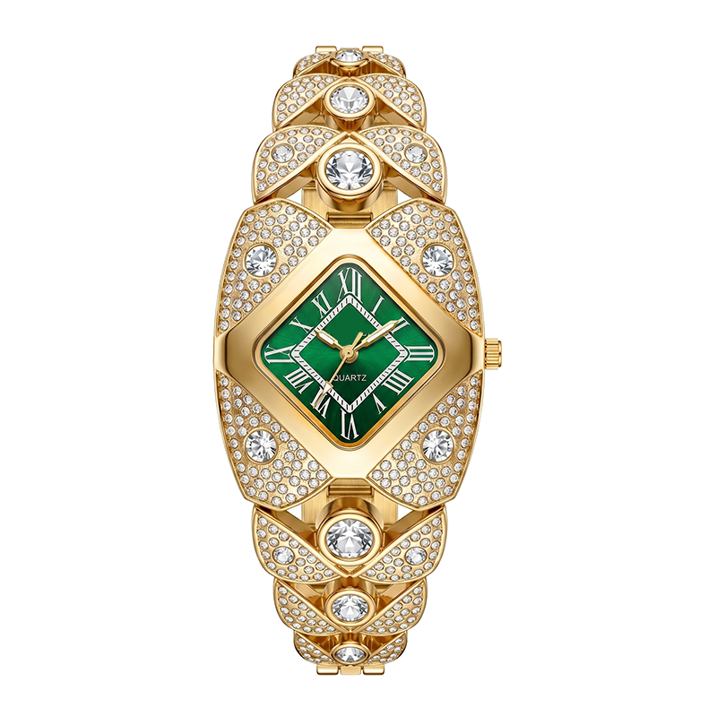 💎 Rhombus Sparkle Watch – Geometrisk Kvartsur med Funklende Rhinsten ✨