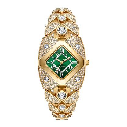 💎 Rhombus Sparkle Watch – Geometrisk Kvartsur med Funklende Rhinsten ✨