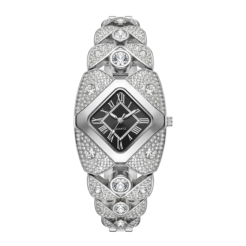 💎 Rhombus Sparkle Watch – Geometrisk Kvartsur med Funklende Rhinsten ✨