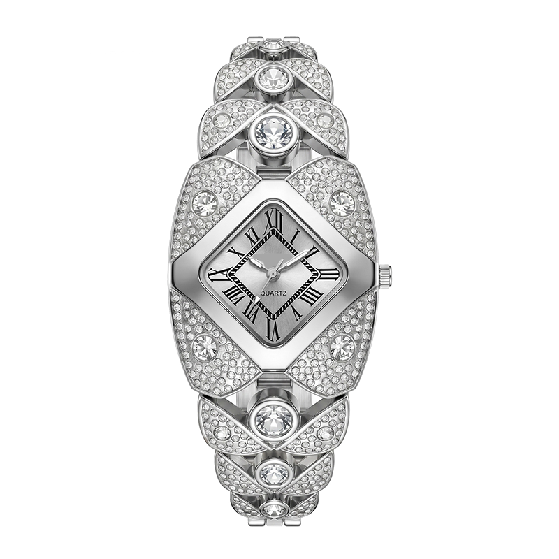 💎 Rhombus Sparkle Watch – Geometrisk Kvartsur med Funklende Rhinsten ✨
