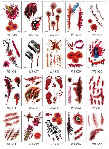 Halloween Prank Makeup Temporary Tattoo😈Realistinen ja helppo poistaa