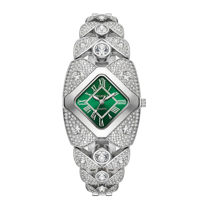 💎 Rhombus Sparkle Watch – Geometrisk Kvartsur med Funklende Rhinsten ✨