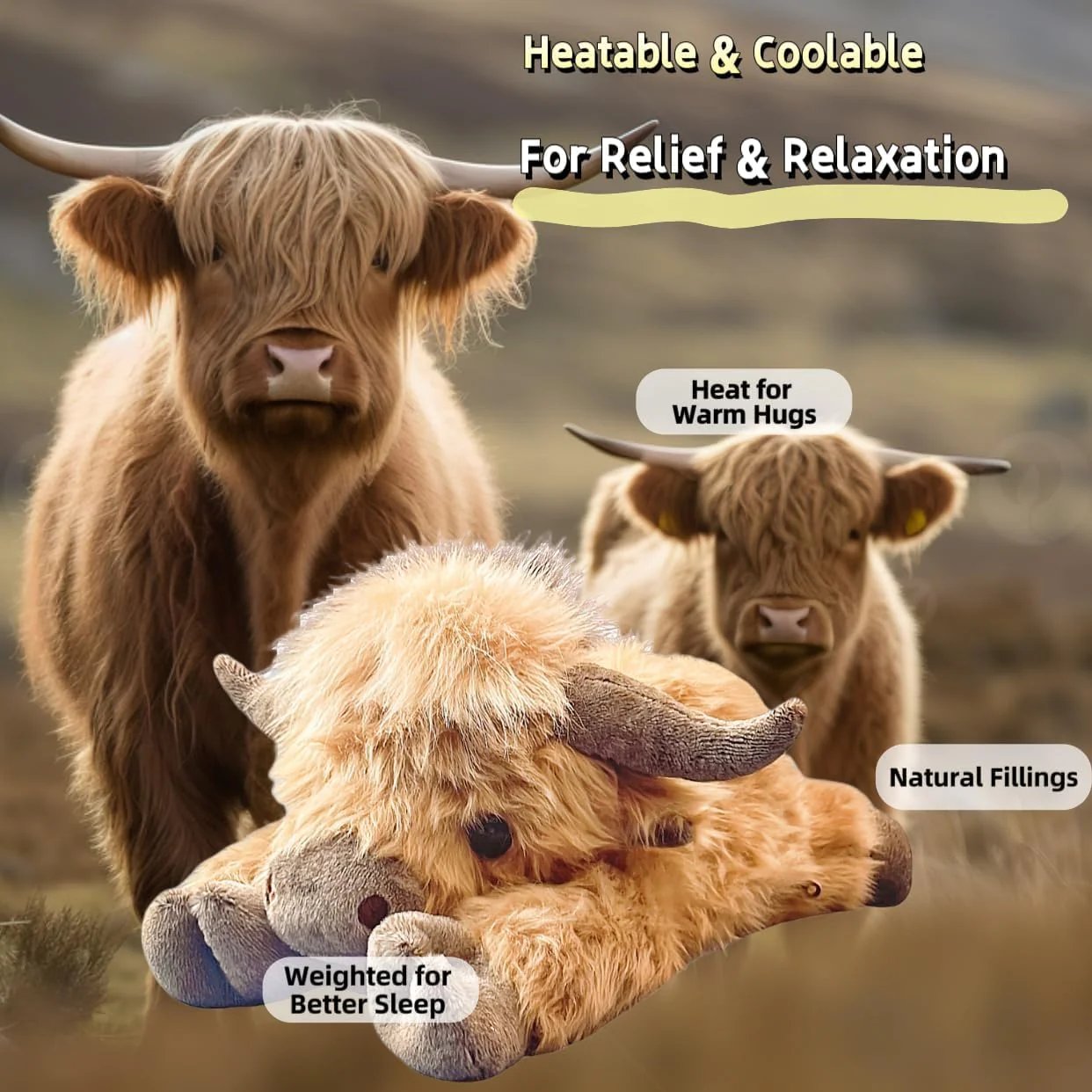 🐂🎁 Uusi joululahjalelu ❤️ Söpö sarjakuva-tyylinen Highland-lehmäpehmolelu