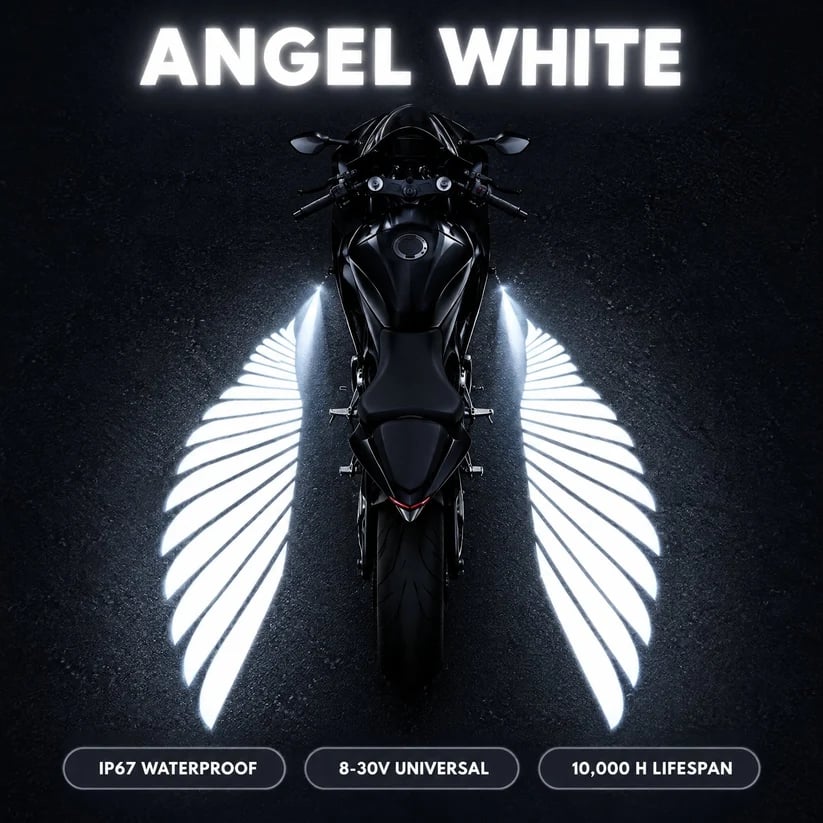 🏍️ LED-projektorlampe til motorcykler i form af englevinger