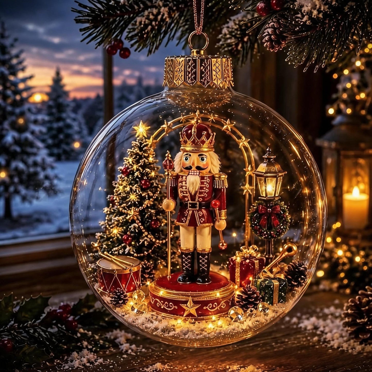 🎄Lysende Jule-Diorama Julekugle – En lille vinterverden i dine hænder