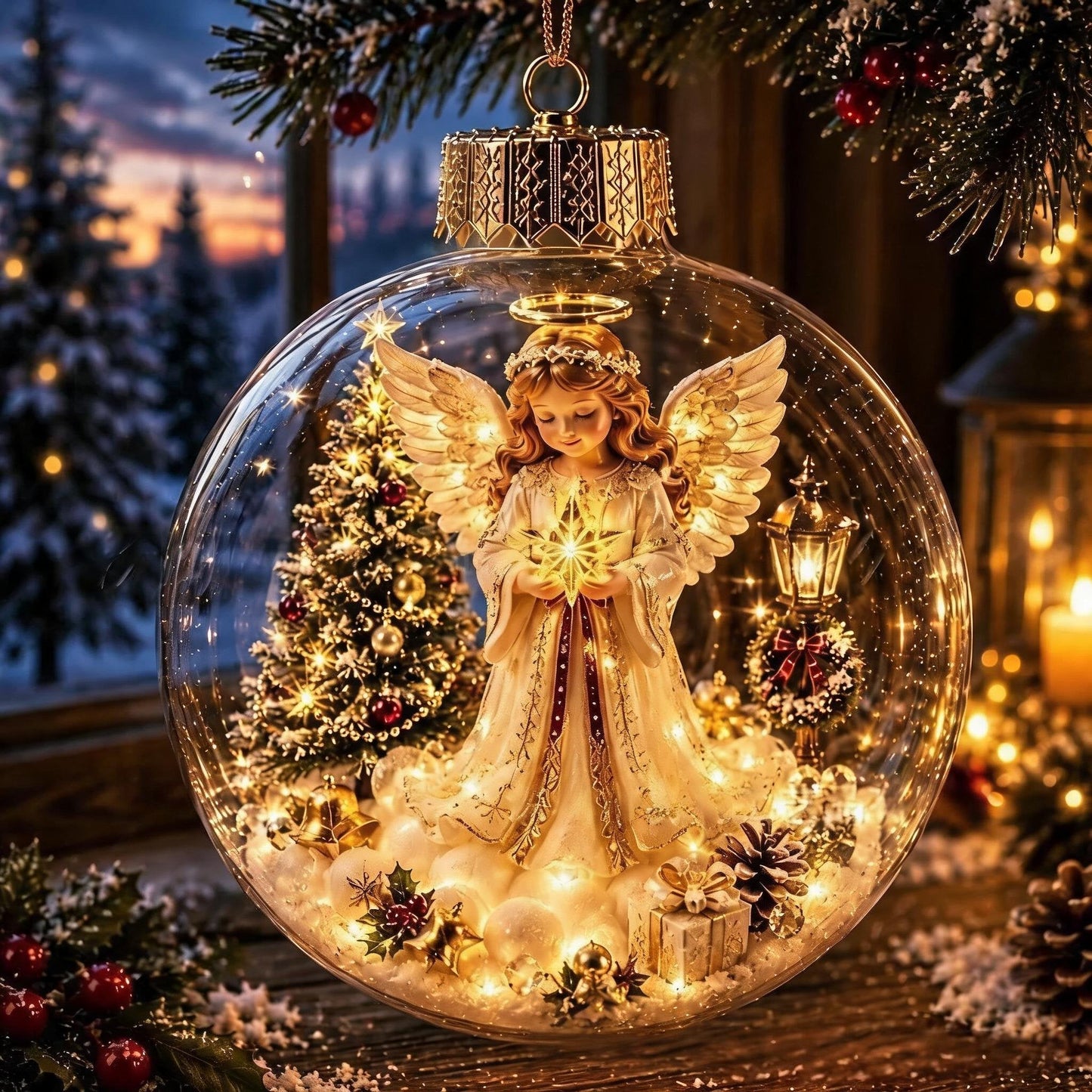 🎄Lysende Jule-Diorama Julekugle – En lille vinterverden i dine hænder