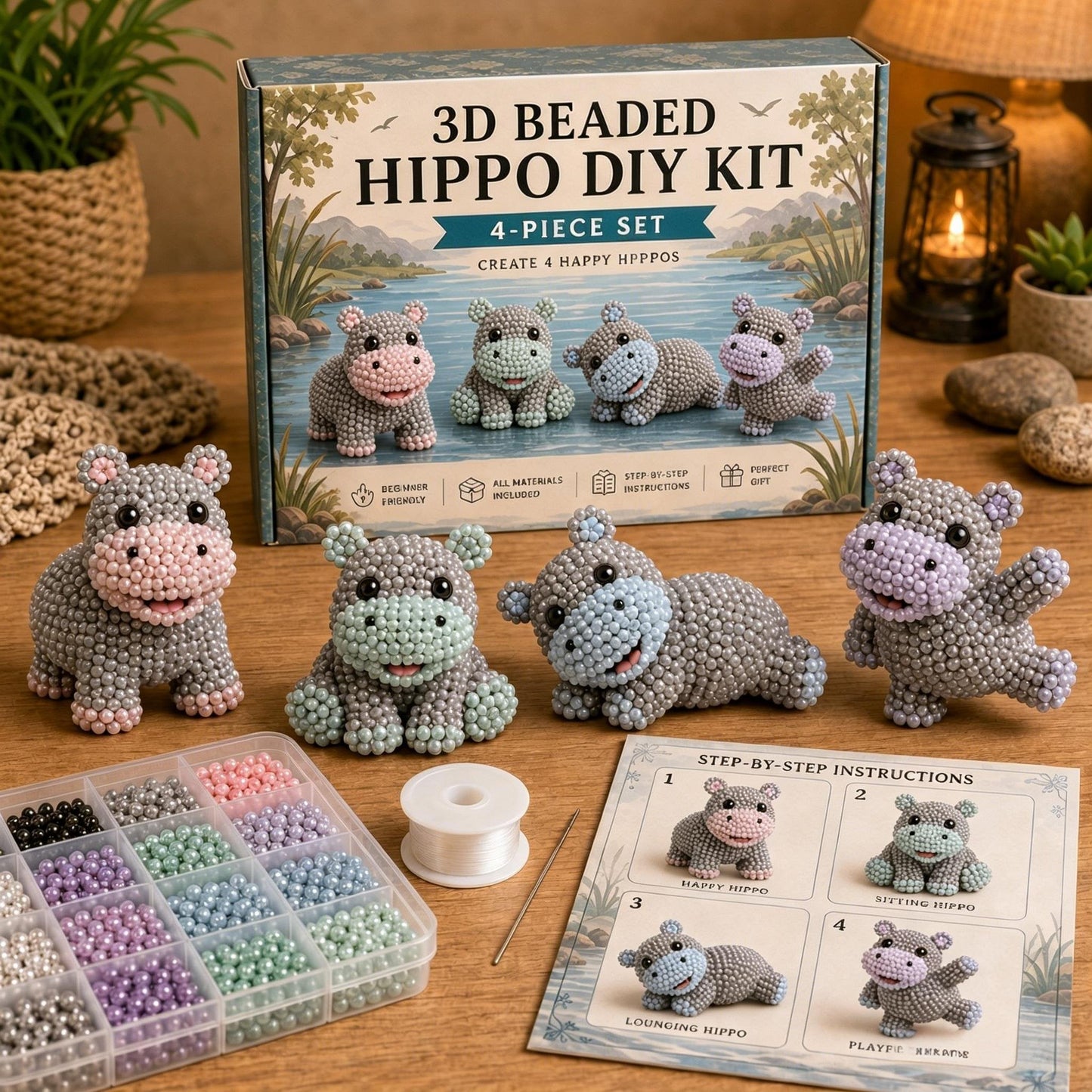 🧵✨ Små 3D Perledyr DIY-kreativt Sæt