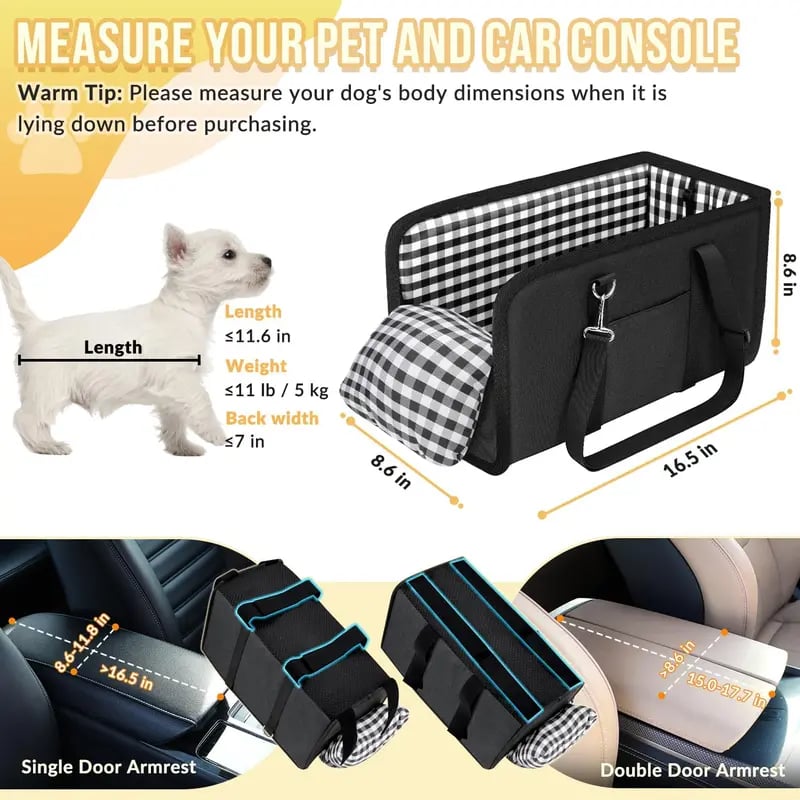 🔥2026 HOT SALE 50% RABAT – Uundværlig autostol til hunde til midterkonsollen – Boosterbilsæde til små kæledyr, der lindrer angst🐶🚗