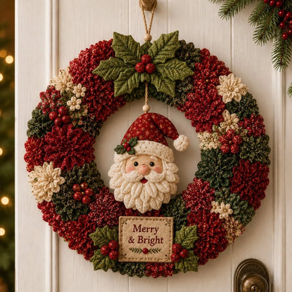 🎄 DIY Julekrans Håndarbejdssæt med 3D-Tekstur | Afslappende & Hyggelig til Døren