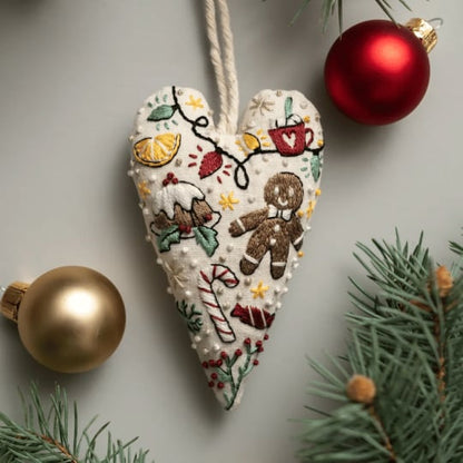 💖 DIY Sydämenmuotoinen Käsinompeltu Joulukoriste/Koristepaketti