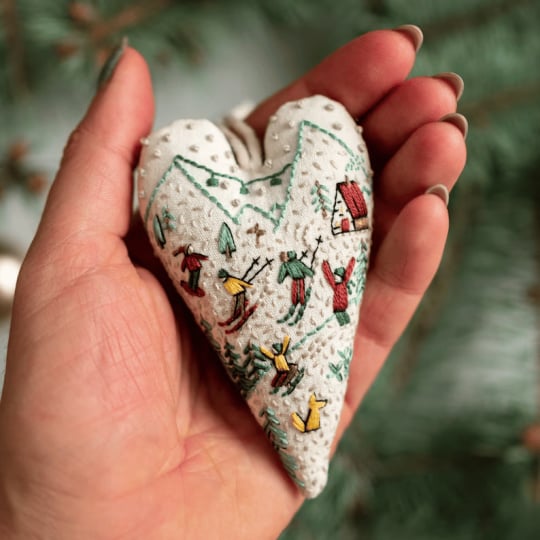 💖 DIY Sydämenmuotoinen Käsinompeltu Joulukoriste/Koristepaketti