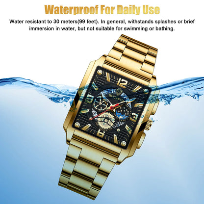 Miesten täysin automaattinen neliömallinen kellokalenterikello