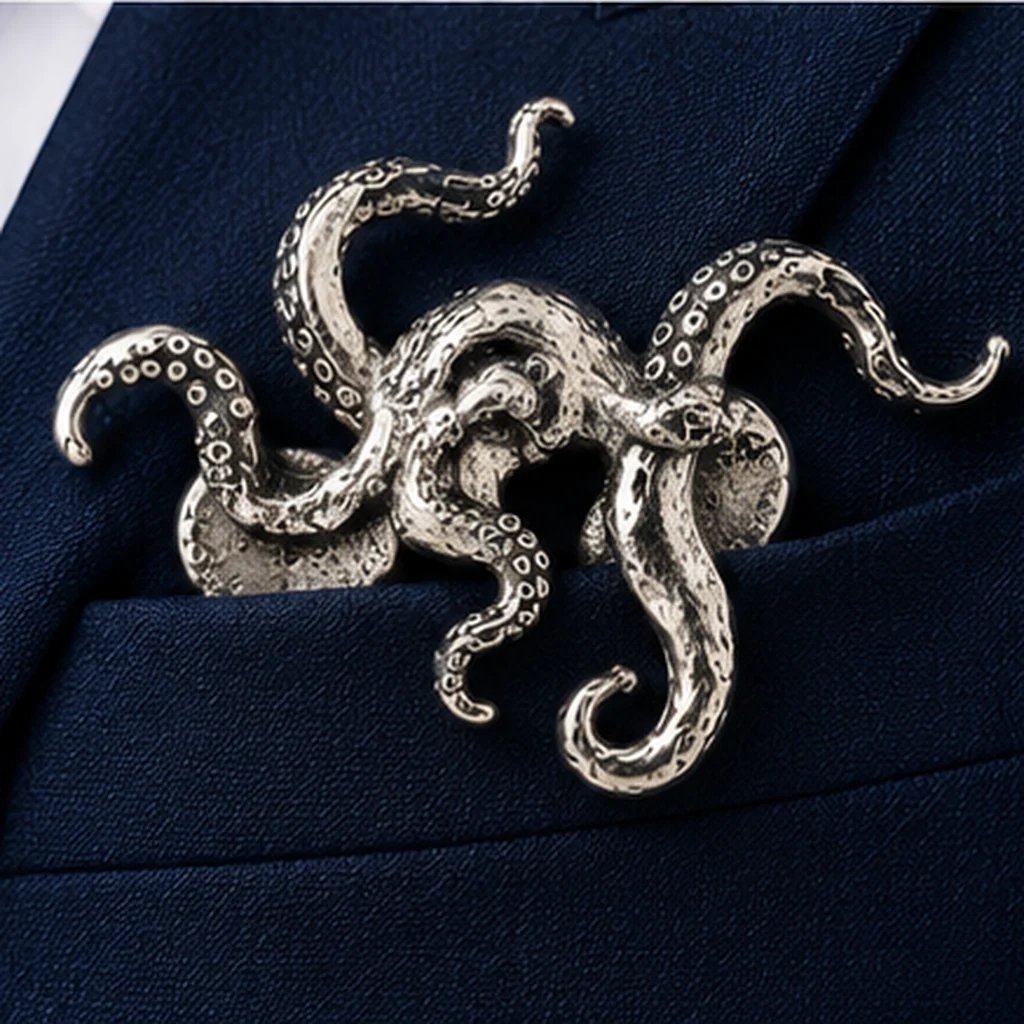 🐊✨ Skulpturel dyreformet metal-lommetørklæde