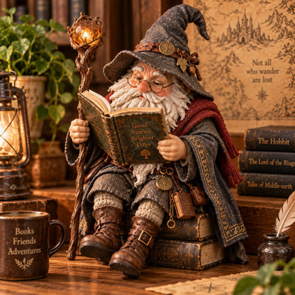 🔥 SIDSTE DAG 50% RABAT 🧙‍♂️ Den Vandrende Lærde Gnom – Fortryllet Læsende Troldmandsfigur 📖✨