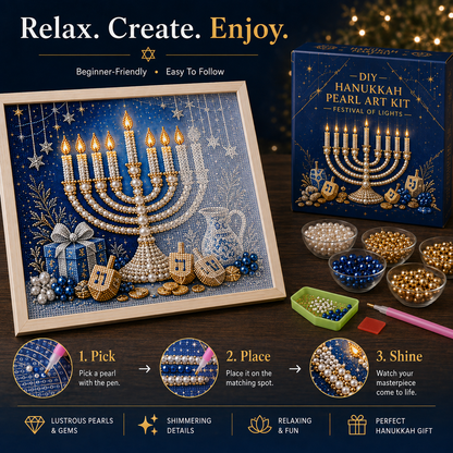 🕎✨ Hanukkah Perlekunst DIY-Sæt — skab noget smukt sammen, én perle ad gangen