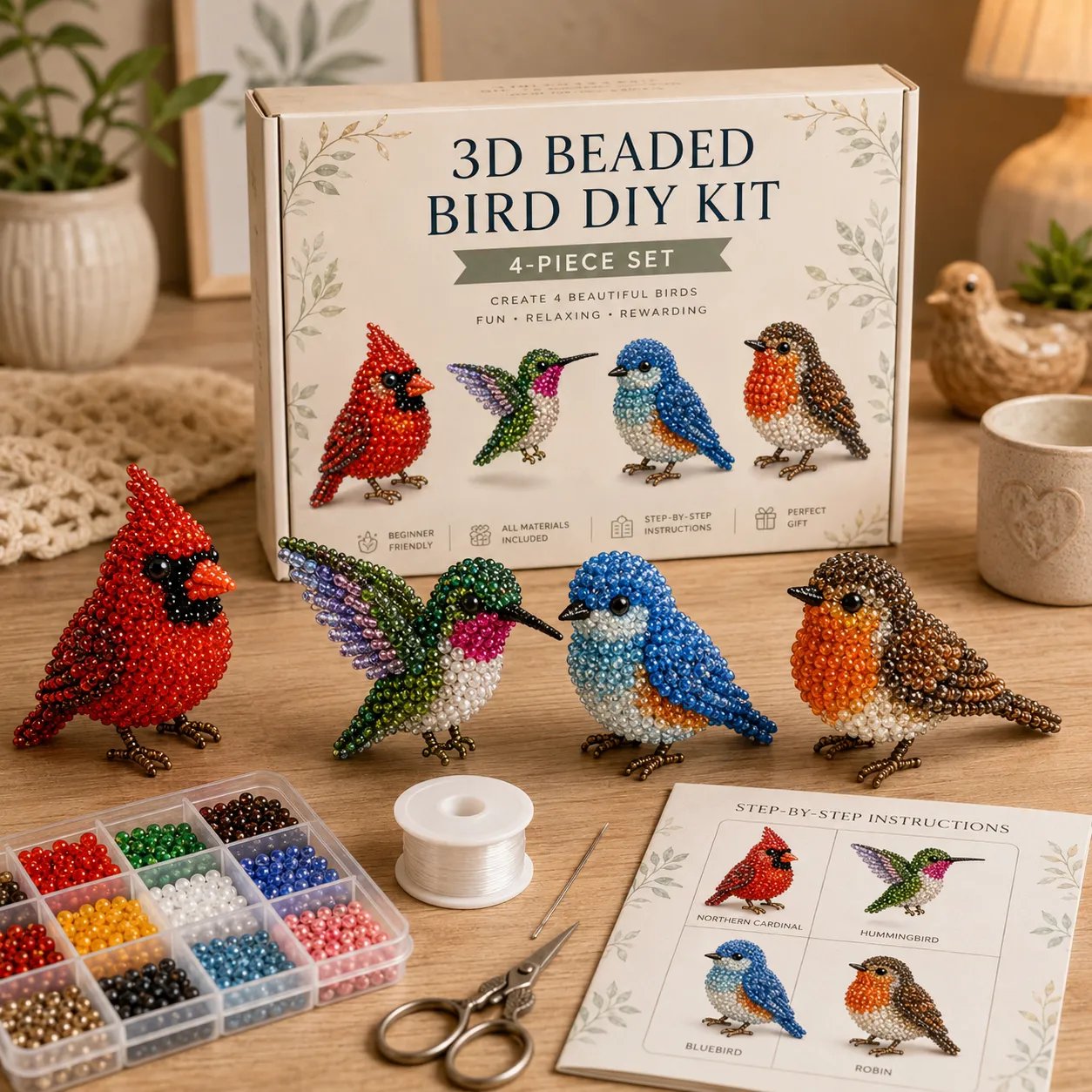 🧵✨ Små 3D Perledyr DIY-kreativt Sæt