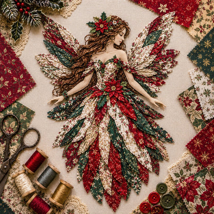 🧚‍♀️🌸 Premium-gør-det-selv-sæt »Fairy Patchwork« | Lagdelt stof i høj kvalitet med blomsterformede vinger – håndlavet fantasivægdekoration, du selv kan lave ✨