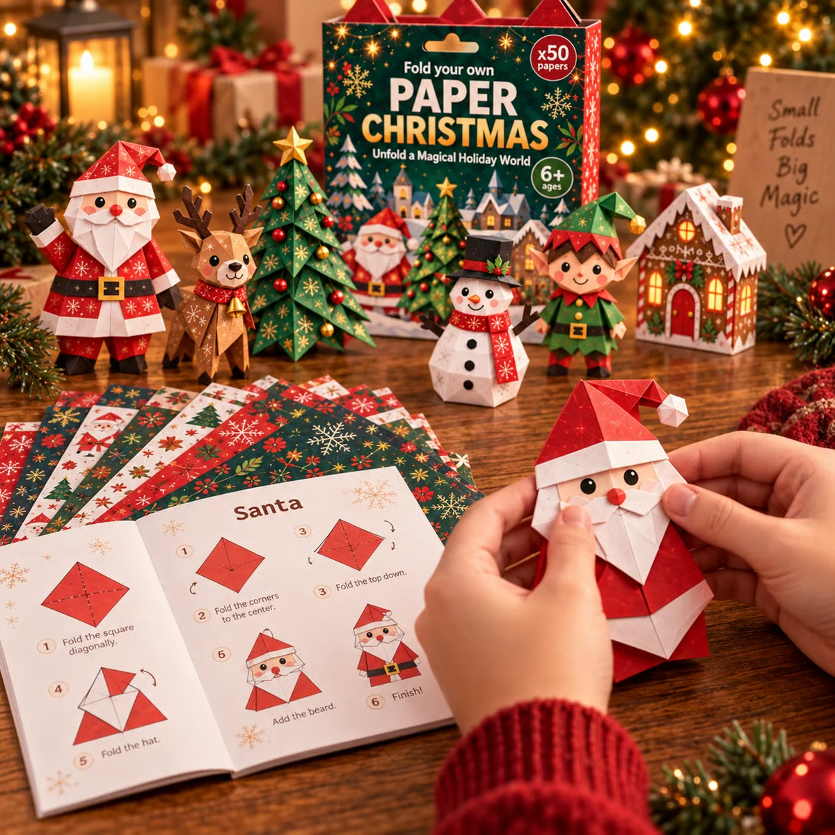 🎄DIY papir-julehobbysæt – 250 ark, 5 festlige temaer🌟