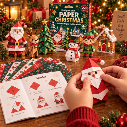 🎄DIY papir-julehobbysæt – 250 ark, 5 festlige temaer🌟