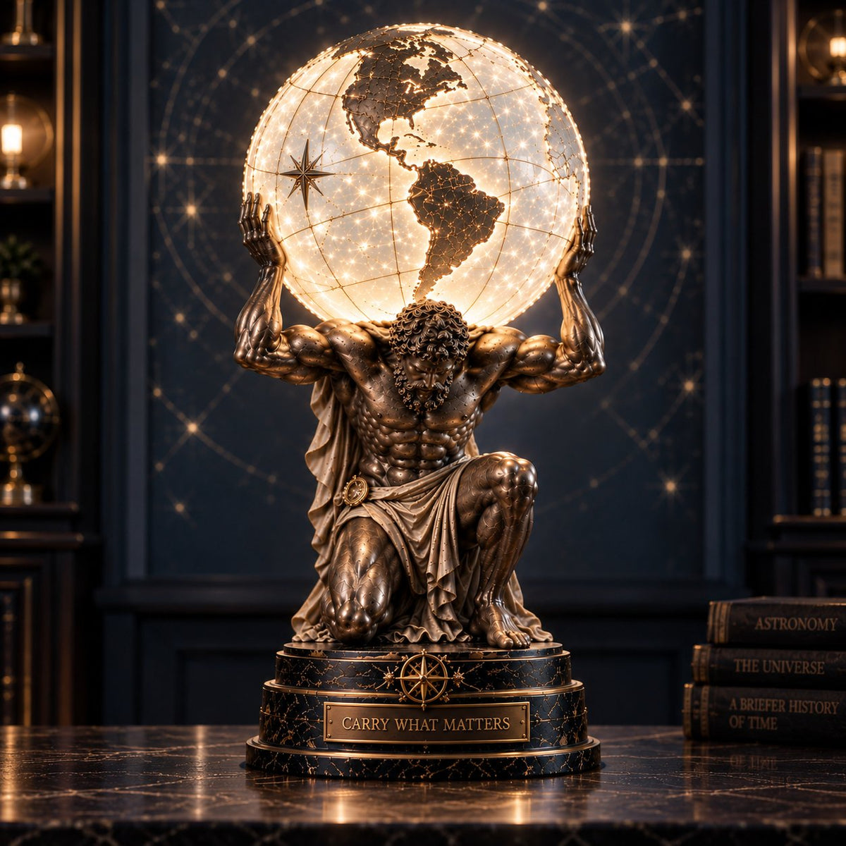 🌍 Atlas Oplyst Verdensglobus Lampe 🌌 🏛️✨