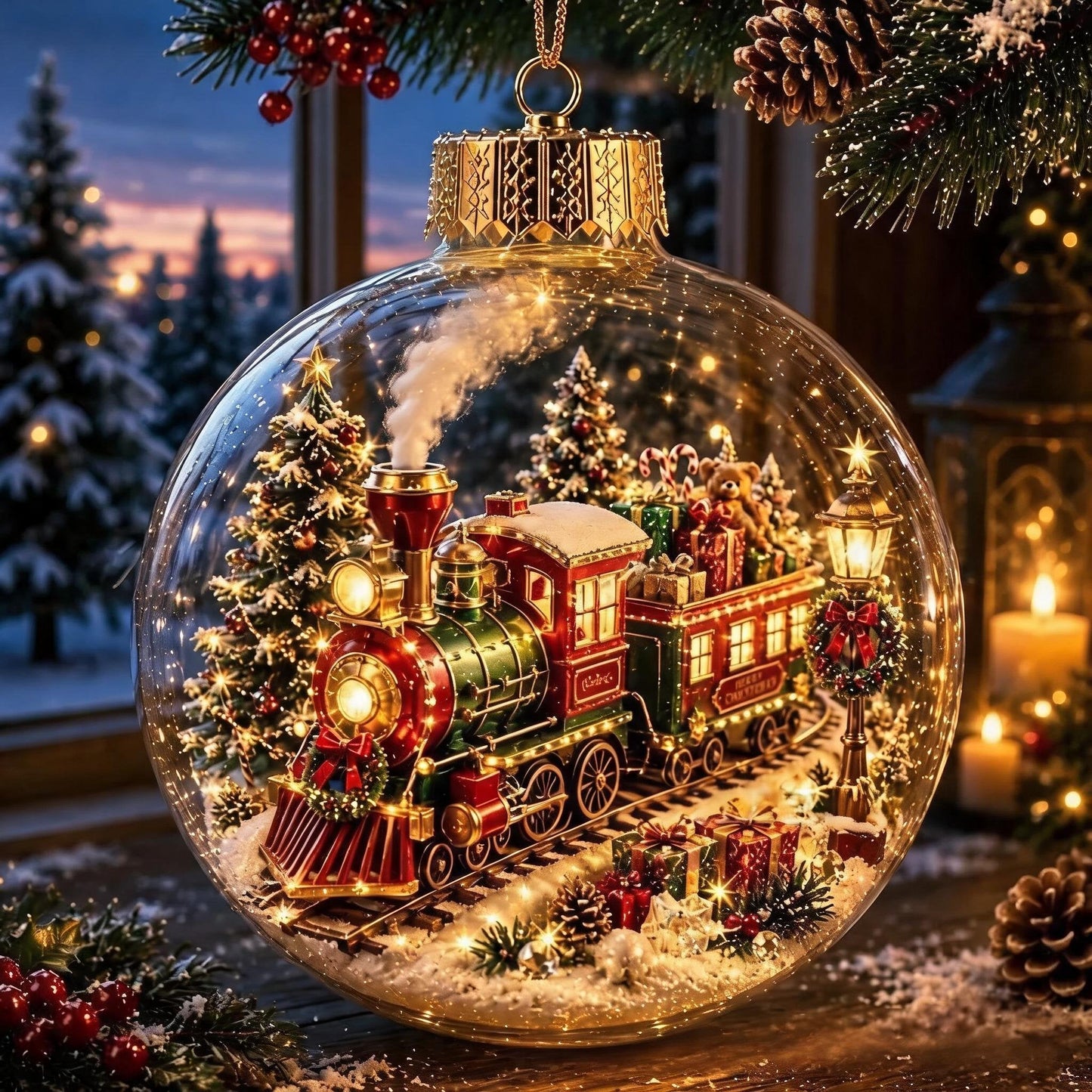 🎄Lysende Jule-Diorama Julekugle – En lille vinterverden i dine hænder