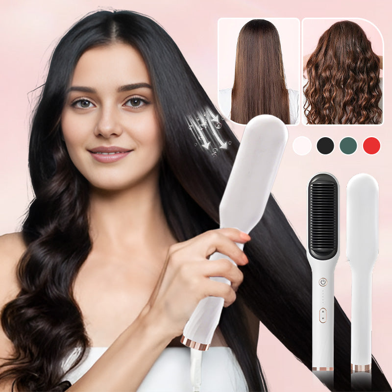 Curl Straight Hair 2 -in -1 -Hot Luftkammad jonisk rak hårkam är torr och våt/Curl Straight Hair 2 -in -1 -1 -Hot Air Comb Ionic Straight Hair -kampa on kuiva ja märkä.