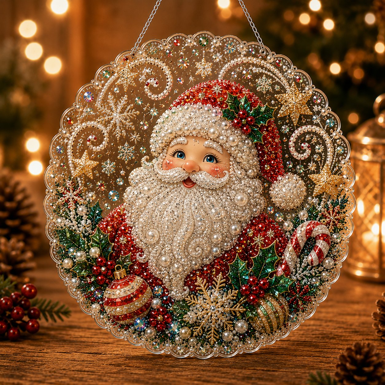 🎄 Jule-perle diamantkunst ophængssæt | Bestandige, falmefrie perler DIY håndlavet højtidsophæng 🎅💎
