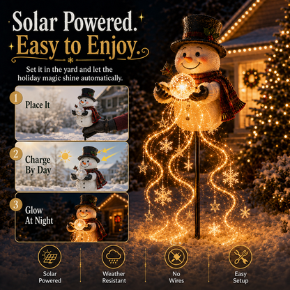 🎄 SPAR 49% | Snowman Magic Fountain™ – Solcelledrevet LED-Julebelysning Med Magiske Snefnug ❄️