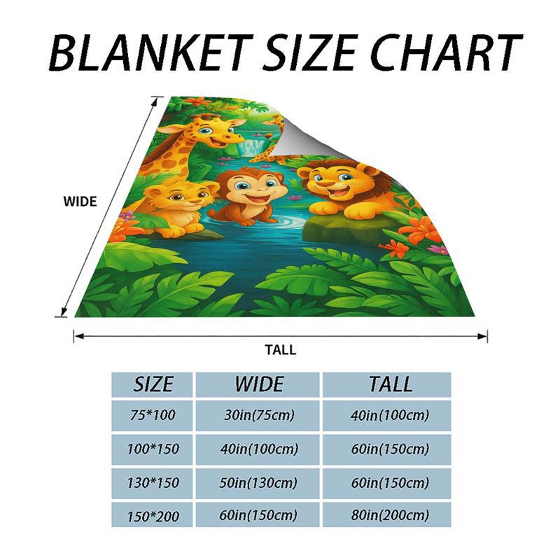 Flanelli fleecepeitto piirretty viidakkokuosiolla