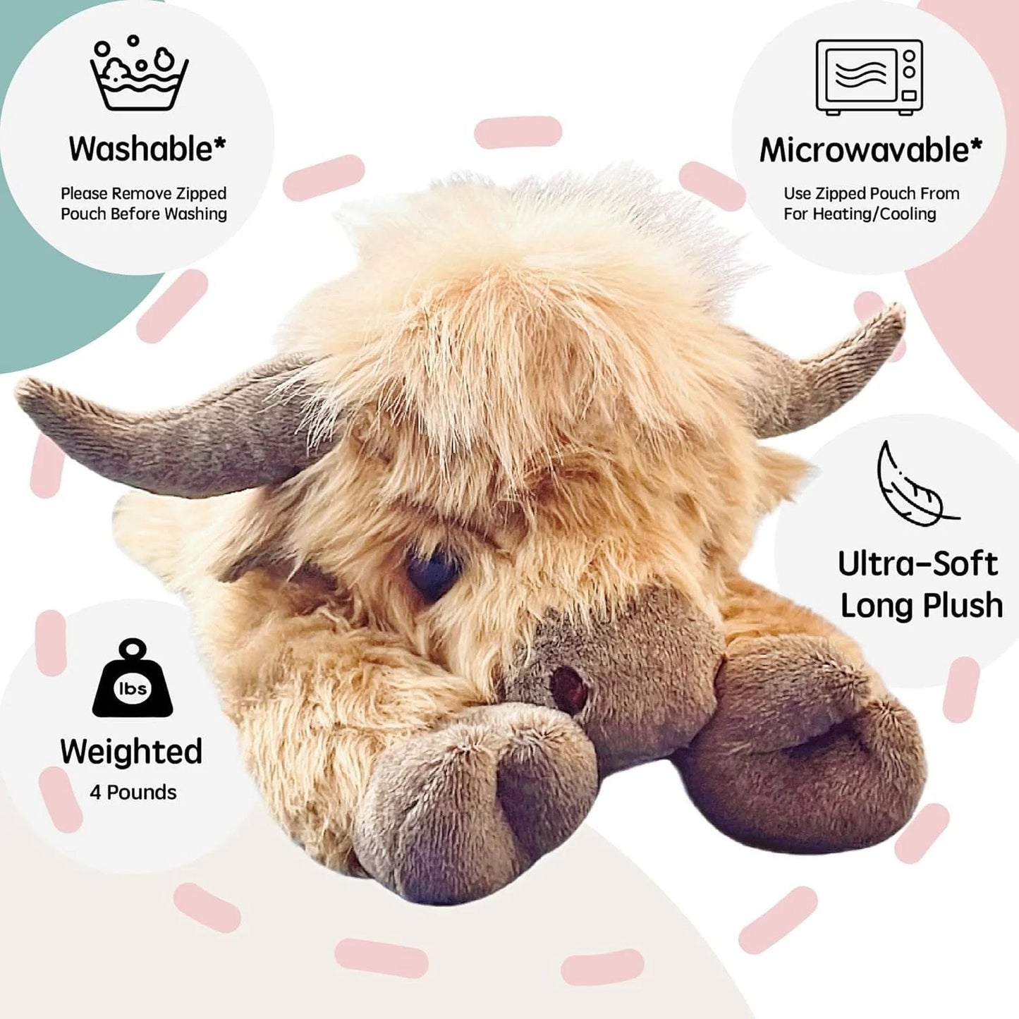 🐂🎁 Uusi joululahjalelu ❤️ Söpö sarjakuva-tyylinen Highland-lehmäpehmolelu