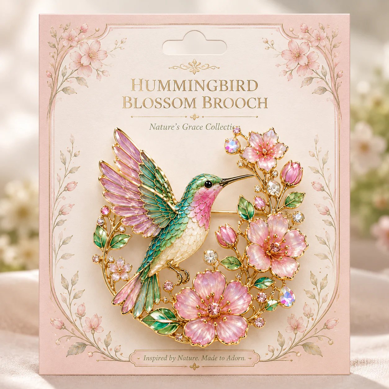 🌸 Limited Edition 2026 Kolibri Blomsterbroche – Elegant Blomster- og Fuglebroche, Smykkegave til Kvinder
