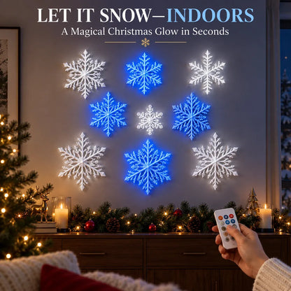 ❄️✨ LED Snefnug Væglys — 3D Juledekoration med Fjernbetjening & Blå/Hvid Lysglød