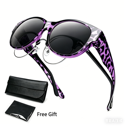 Elegant Cat-Eye Solbrille – Inkl. GRATIS Luksus-læderæske & Pudseklud! 🎁✨
