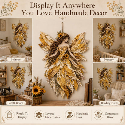 🧚‍♀️🌸 Premium-gør-det-selv-sæt »Fairy Patchwork« | Lagdelt stof i høj kvalitet med blomsterformede vinger – håndlavet fantasivægdekoration, du selv kan lave ✨