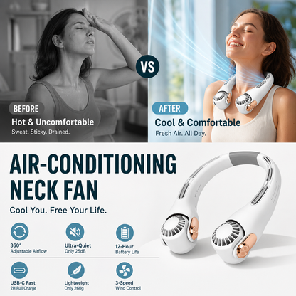 ⏰SIDSTE DAG SÆRPRIS KUN 249 KR.!!❄️ Hals-aircondition-ventilator – Ultrastille, 360° roterende og med 3 hastigheder. Håndfri afkøling og lang batterilevetid. Sommerens absolutte must-have! 😎🌬️