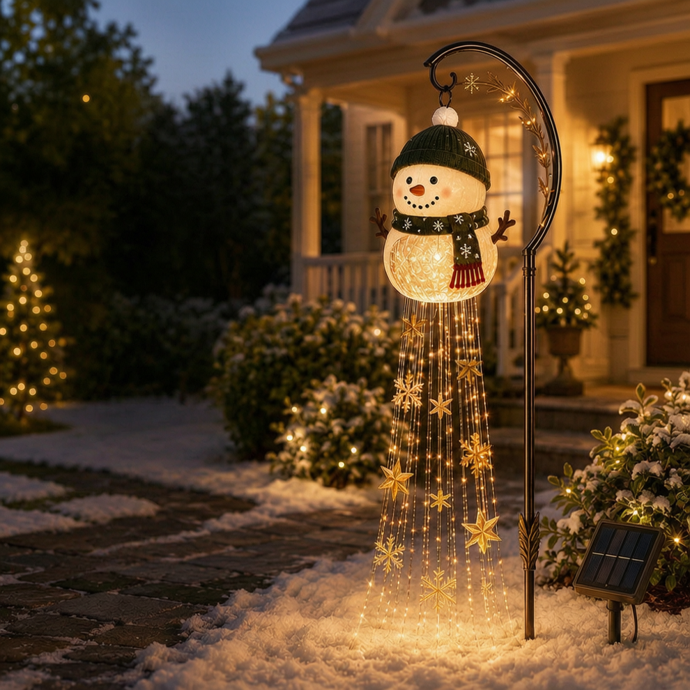 🎄 SPAR 49% | Snowman Magic Fountain™ – Solcelledrevet LED-Julebelysning Med Magiske Snefnug ❄️