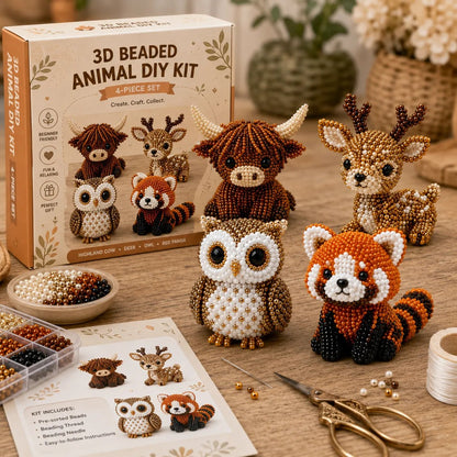 🧵✨ Små 3D Perledyr DIY-kreativt Sæt