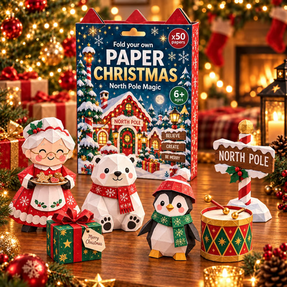 🎄DIY papir-julehobbysæt – 250 ark, 5 festlige temaer🌟