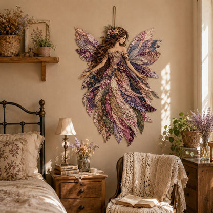 🧚‍♀️🌸 Premium-gør-det-selv-sæt »Fairy Patchwork« | Lagdelt stof i høj kvalitet med blomsterformede vinger – håndlavet fantasivægdekoration, du selv kan lave ✨