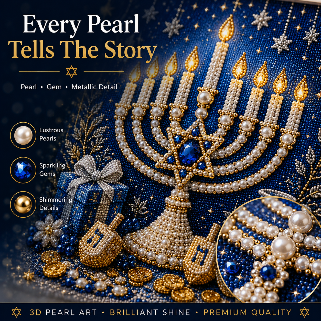 🕎✨ Hanukkah Perlekunst DIY-Sæt — skab noget smukt sammen, én perle ad gangen