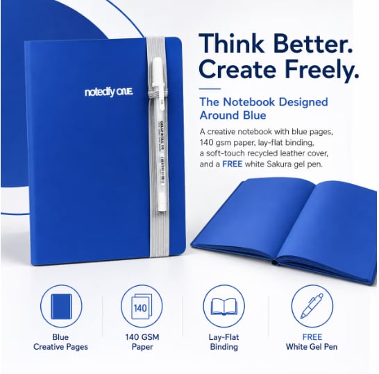📘 Notedfy Think Blue Notebook – En Anden Slags Side til Bedre Idéer 💙