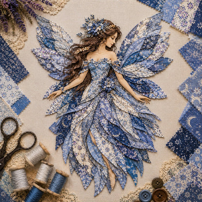 🧚‍♀️🌸 Premium-gør-det-selv-sæt »Fairy Patchwork« | Lagdelt stof i høj kvalitet med blomsterformede vinger – håndlavet fantasivægdekoration, du selv kan lave ✨