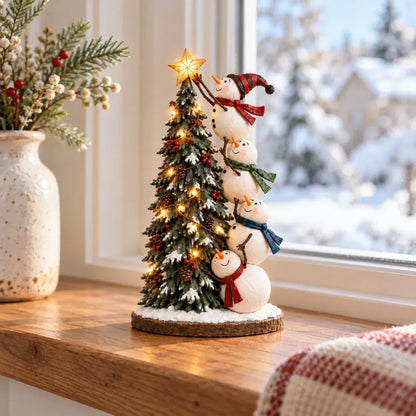 🔥 ⛄ Snemænd sætter stjernen på juletræet – lysende julefigur