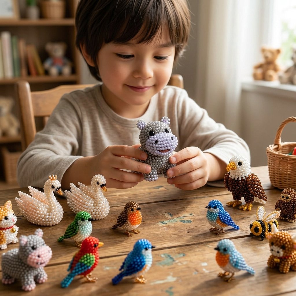 🧵✨ Små 3D Perledyr DIY-kreativt Sæt