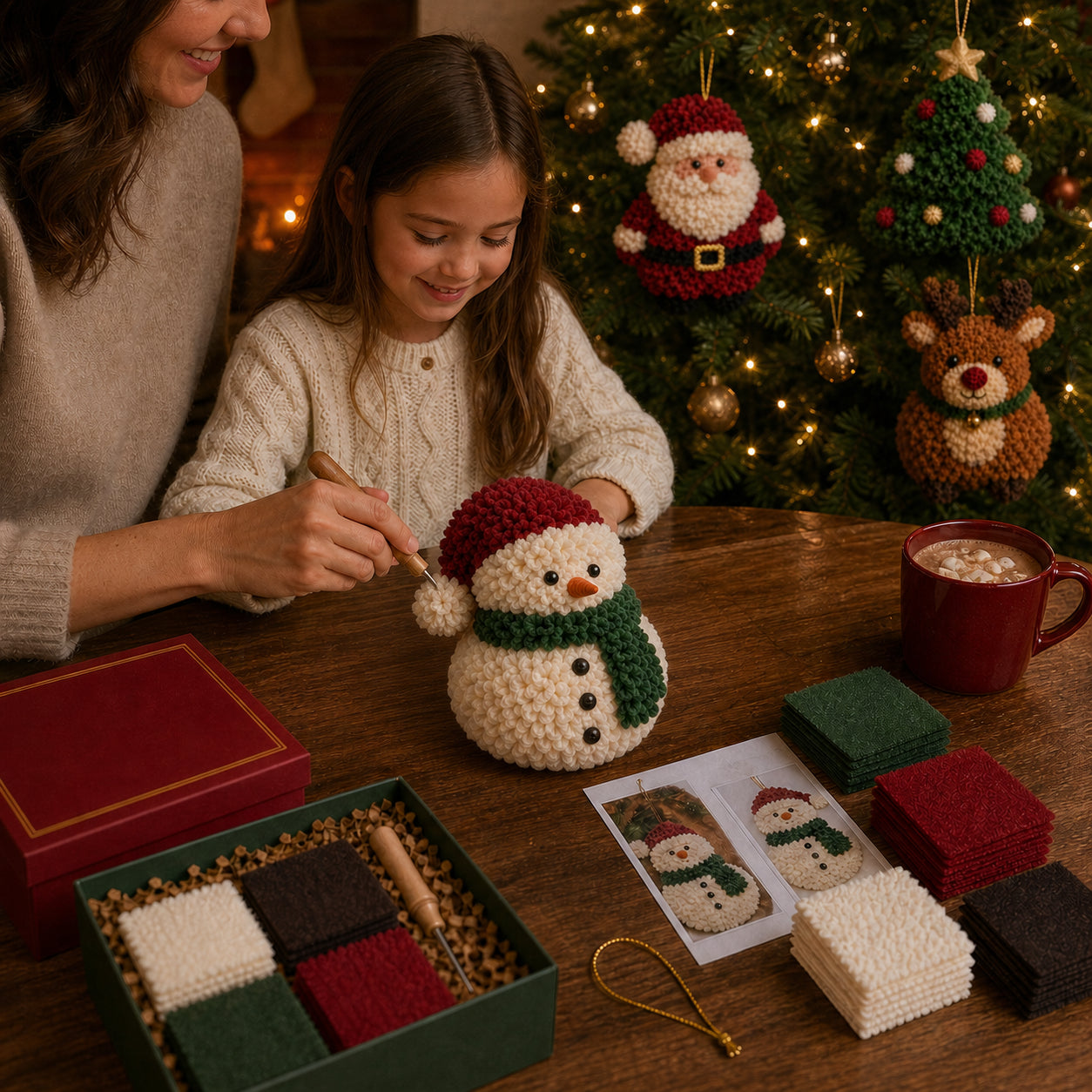 🎄🧵 Ét stik ad gangen — 3D Stof-Prikkediy Juleophæng Sæt