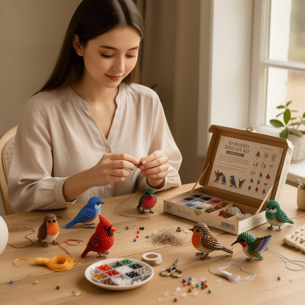 🧵✨ Små 3D Perledyr DIY-kreativt Sæt