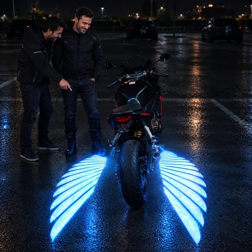 🏍️ LED-projektorlampe til motorcykler i form af englevinger