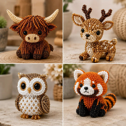 🧵✨ Små 3D Perledyr DIY-kreativt Sæt